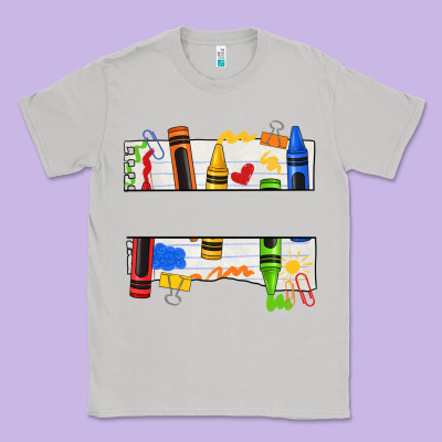 Custom Teacher Name Crayon Classic Tee Designed By Texasbilliewilder