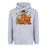 Heather Grey thankful pumpkins and turkey Heavyweight Hoodie - AdoDesignShop