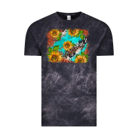 Cloud Black western sunflowers turquoise cowhide  tooled leather Vintage Tee - BarkalooDesign