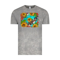 Cloud Rock western sunflowers turquoise cowhide  tooled leather Vintage Tee - BarkalooDesign