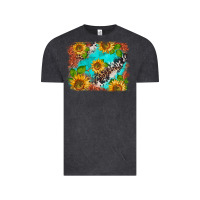 Vintage Black western sunflowers turquoise cowhide  tooled leather Vintage Tee - BarkalooDesign