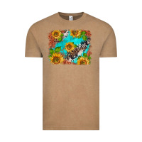 Vintage Coffee western sunflowers turquoise cowhide  tooled leather Vintage Tee - BarkalooDesign