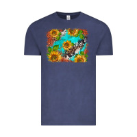 Vintage Denim western sunflowers turquoise cowhide  tooled leather Vintage Tee - BarkalooDesign