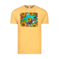 Vintage Mustard western sunflowers turquoise cowhide  tooled leather Vintage Tee - BarkalooDesign