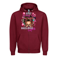 Burgundy just minding my balloon business messy bun Zipper Hoodie - texasbilliewilder