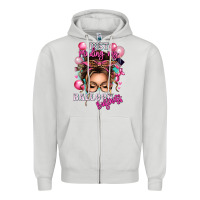 Dove Grey just minding my balloon business messy bun Zipper Hoodie - texasbilliewilder