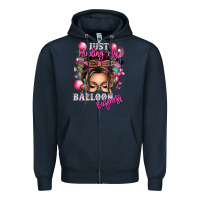 Navy just minding my balloon business messy bun Zipper Hoodie - texasbilliewilder