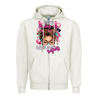 Oatmeal Heather just minding my balloon business messy bun Zipper Hoodie - texasbilliewilder