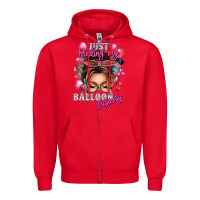 Red just minding my balloon business messy bun Zipper Hoodie - texasbilliewilder