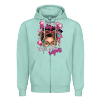 Seafoam just minding my balloon business messy bun Zipper Hoodie - texasbilliewilder