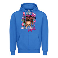 True Royal just minding my balloon business messy bun Zipper Hoodie - texasbilliewilder