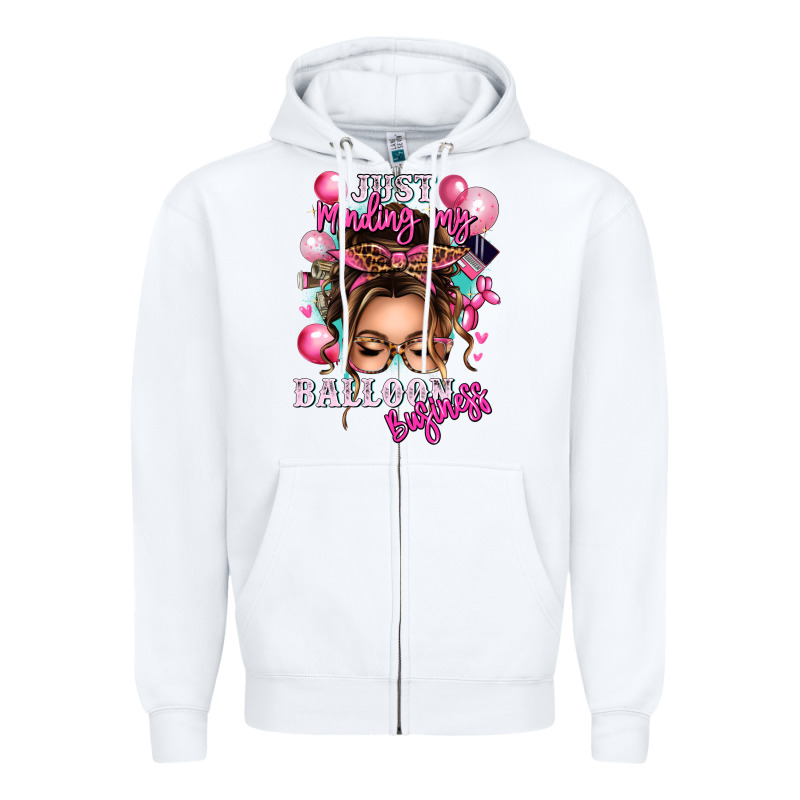 Just Minding My Balloon Business Messy Bun Zipper Hoodie by texasbilliewilder | Teevron