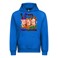 Cobalt Happy Hallothanksmas Pigs Urban Hoodie - NancyCooperArtShop