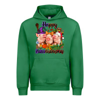 Emerald Happy Hallothanksmas Pigs Urban Hoodie - NancyCooperArtShop
