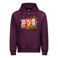 Mauve Wine Happy Hallothanksmas Pigs Urban Hoodie - NancyCooperArtShop