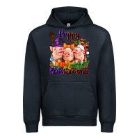 Navy Happy Hallothanksmas Pigs Urban Hoodie - NancyCooperArtShop