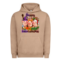 Pigment Burro Happy Hallothanksmas Pigs Urban Hoodie - NancyCooperArtShop