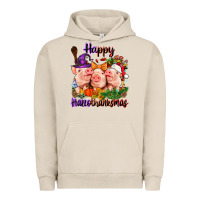 Pigment French Oak Happy Hallothanksmas Pigs Urban Hoodie - NancyCooperArtShop