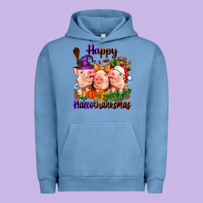 Happy Hallothanksmas Pigs Urban Hoodie Designed By Nancycooperartshop