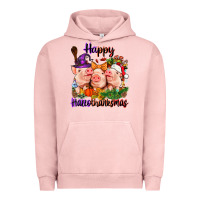 Pigment Salmon Happy Hallothanksmas Pigs Urban Hoodie - NancyCooperArtShop