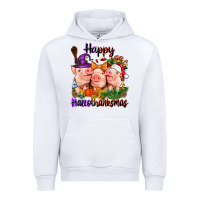 White Happy Hallothanksmas Pigs Urban Hoodie - NancyCooperArtShop