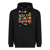 Black customized teacher dear tiny human behind me back Heavyweight Hoodie - JahusDesignShop
