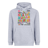 Heather Grey customized teacher dear tiny human behind me back Heavyweight Hoodie - JahusDesignShop