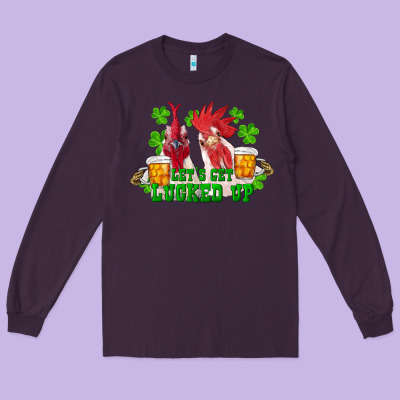 Long Sleeve Tee st. patrick's day roosters let's get lucked up