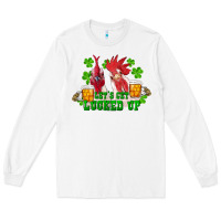 White st. patrick's day roosters let's get lucked up Long Sleeve Tee - RanaPortraitStore