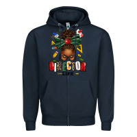 Navy director life afro messy bun Zipper Hoodie - texasbilliewilder