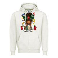 Oatmeal Heather director life afro messy bun Zipper Hoodie - texasbilliewilder