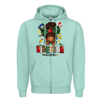 Seafoam director life afro messy bun Zipper Hoodie - texasbilliewilder