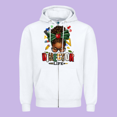 Director Life Afro Messy Bun Zipper Hoodie Designed By Texasbilliewilder