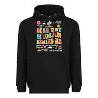 Black customized teacher dear tiny human behind me back Heavyweight Hoodie - JahusDesignShop