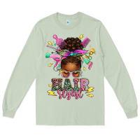 Matcha hair stylist afro messy bun Long Sleeve Tee - texasbilliewilder