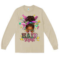 Mushroom hair stylist afro messy bun Long Sleeve Tee - texasbilliewilder