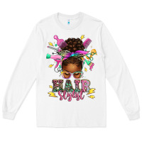 White hair stylist afro messy bun Long Sleeve Tee - texasbilliewilder