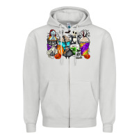 Halloween Cartoon Characters Coffee Cups Zipper Hoodie | Teevron