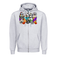 Heather Grey halloween cartoon characters coffee cups Zipper Hoodie - Zillion Design Studio