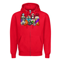 Red halloween cartoon characters coffee cups Zipper Hoodie - Zillion Design Studio