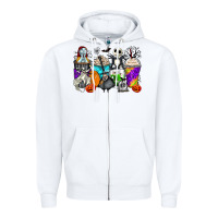 White halloween cartoon characters coffee cups Zipper Hoodie - Zillion Design Studio