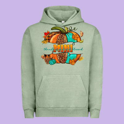 Thankful Grateful Blessed Mini Pumpkin Urban Hoodie Designed By Nancycooperartshop