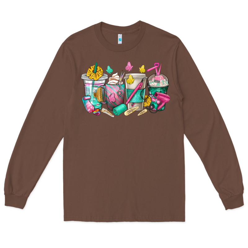 Hairstylist Coffee Cups Long Sleeve Tee by texasbilliewilder | Teevron