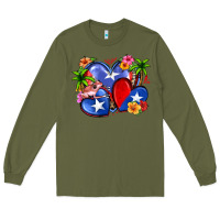 Army Green puerto rico hearts Long Sleeve Tee - Zillion Design Studio
