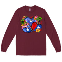 Burgundy puerto rico hearts Long Sleeve Tee - Zillion Design Studio