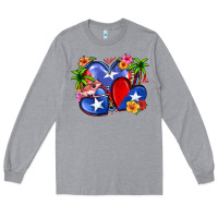 Heather Grey puerto rico hearts Long Sleeve Tee - Zillion Design Studio