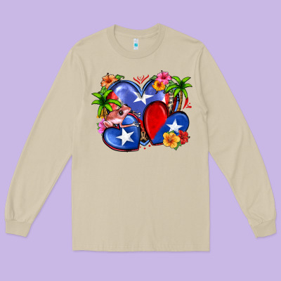 Puerto Rico Hearts Long Sleeve Tee Designed By Zillion Design Studio