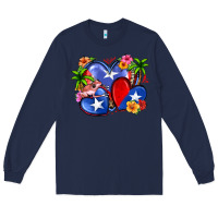 Navy puerto rico hearts Long Sleeve Tee - Zillion Design Studio