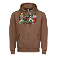 Chestnut Christmas cartoon characters coffee cups Zipper Hoodie - Zillion Design Studio