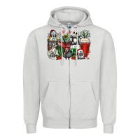 Dove Grey Christmas cartoon characters coffee cups Zipper Hoodie - Zillion Design Studio